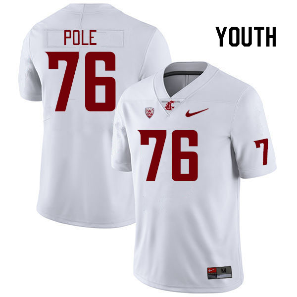 Youth #76 Esa Pole Washington State Cougars College Football Jerseys Stitched Sale-White